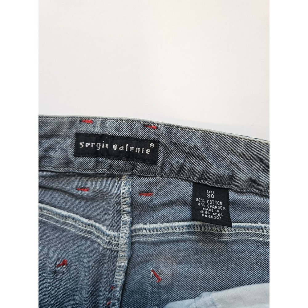 Vintage Sergio Valente Jeans 30 Straight Leg Bull Embroidered Y2K Western Denim - Picture 2 of 7